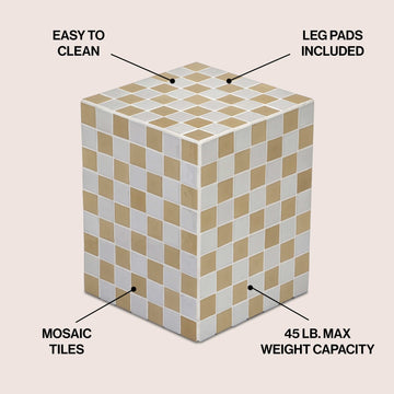 Callista 18" Modern Bohemian Ceramic Tiled Rectangle End Table
